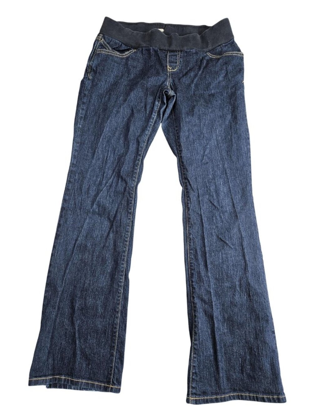 Old Navy Maternity Straight Jeans Womens 8R Blue Low Waist Pull On Stretch Denim